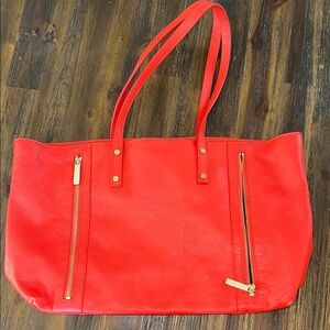 M&S Autograph Red Tote Bag with Gold Zippers